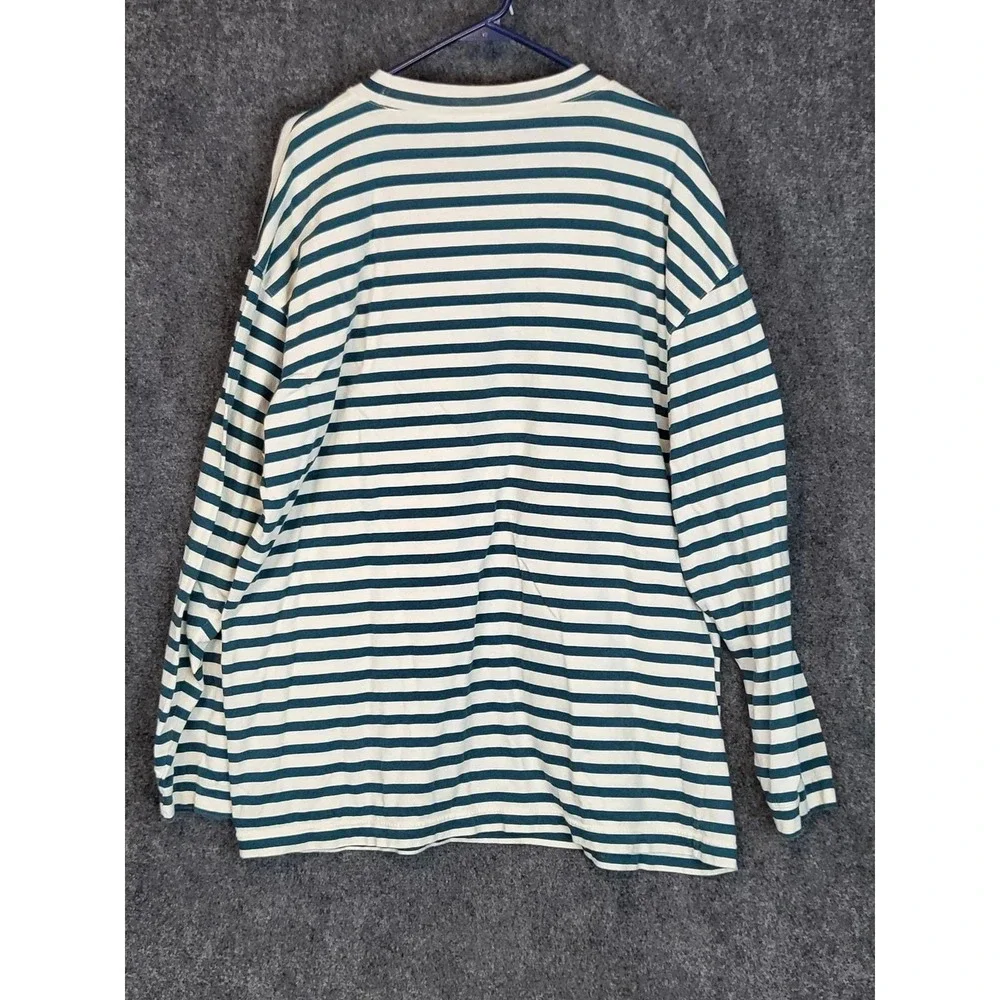 Levis Shirt Mens XL Striped‎ Long Sleeve Green White Batwing Graphic Vintage 90s